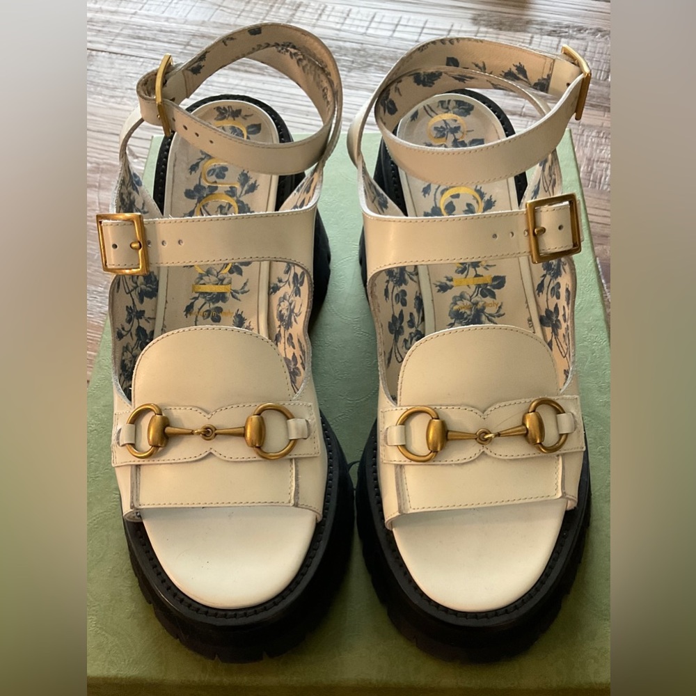 Gucci white off lug sandals size 41/10-10.5 - Picture 5 of 14